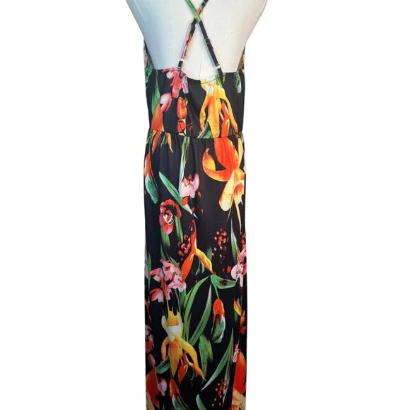 2/$50 NEW Bohemian XL Floral V-Neck Maxi Dress With Cross Back Straps - Picture 13 of 16